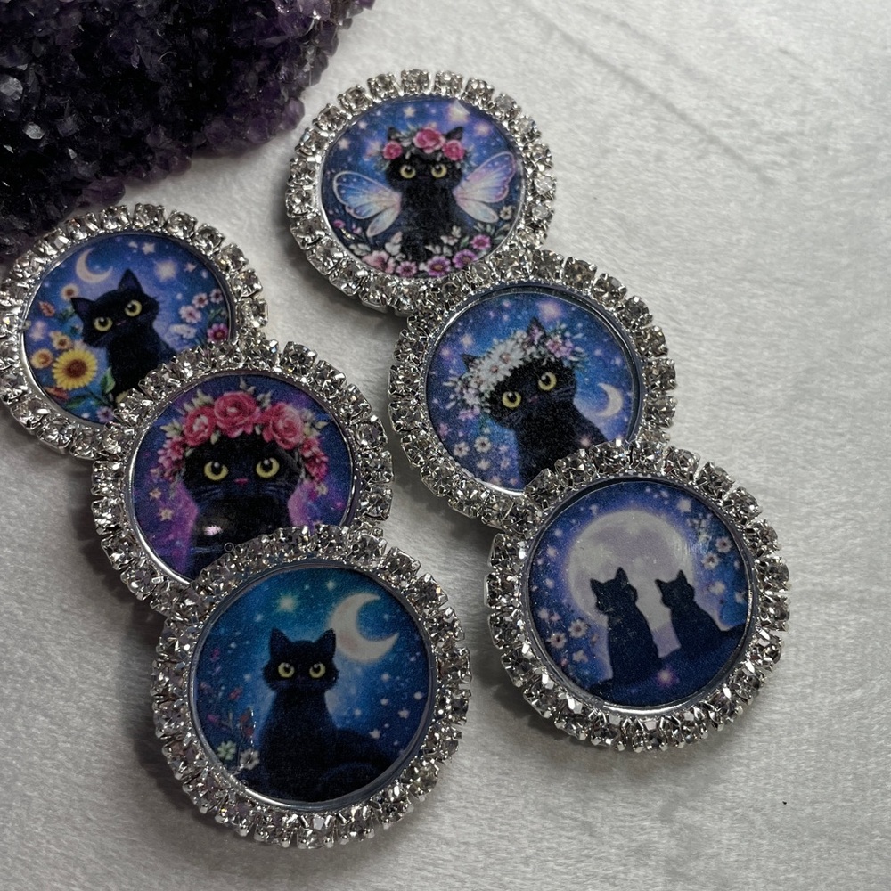 Feline Familiar Collection Black Cat Moon & Sparkle Magnet Artisan Designed - Picture 6 of 6